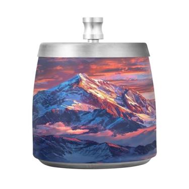 Imagem de SEHANY Cinzeiro Majestic Mountain Peak com tampa para cigarros, à prova de vento, sem fumaça, aço inoxidável, cinzeiros para uso interno e externo, grande, inodoro, para fumantes, decoração de