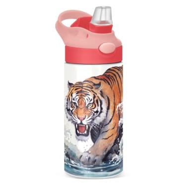 Imagem de Blueangle Garrafa de água de aço inoxidável isolada de 350 ml com tampa de canudo - Garrafa esportiva reutilizável e portátil à prova de vazamento para viagens, ao ar livre (788)