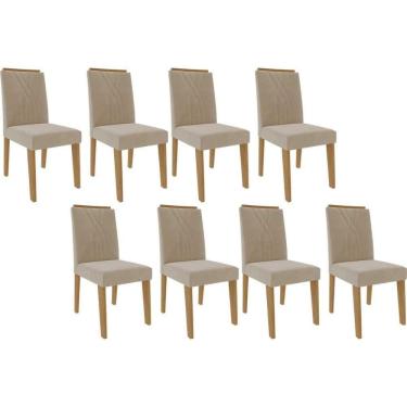 Imagem de Cadeira De Cozinha Nicole Kit 8 Un Savana Nature Suede Nude Bege Cimol