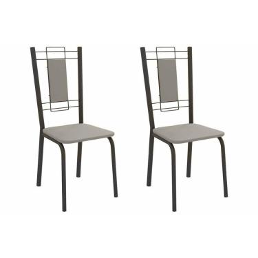 Imagem de Cadeira Sala De Jantar Florença 2c005prf Aço Kit 2 Un Preto/suede Cappuccino - Kappesberg