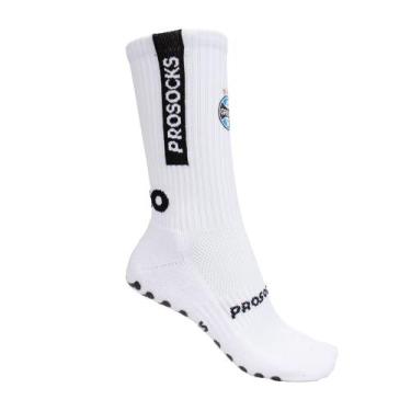 Imagem de Meia Unissex Prosocks Ultragrip Grêmio Branco/Preto, Branco, Preto, G