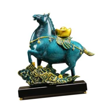 Imagem de Fenteer Escultura de Cavalo para Mesa, Ornamento, Estatueta de Resina Feng Shui, Estátua de Animal para Lareira de Casa de Campo, Armário de Entrada, Quarto, Azul