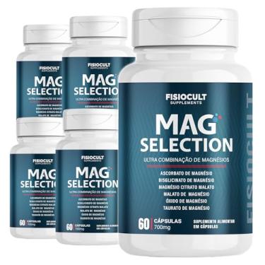 Imagem de 5x Magnésio 350 mg por Porção Blend com 6 Tipos de Magnésio 60 Cápsulas Suplemento Alimentar Sem Glúten Uso Adulto