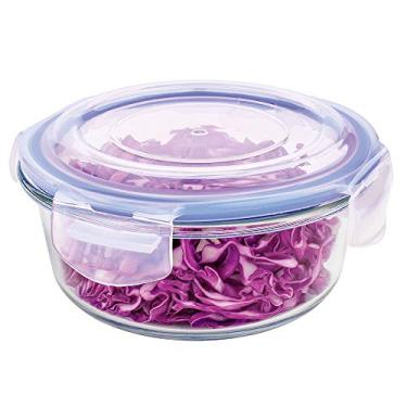 Imagem de Pote de Vidro Hermético Redondo Azul, 620 ML, VDR8760-AZ, Euro Home