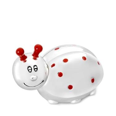 Imagem de Zilverstad, Caixa porta dente de leite e cachos de cabelo, Meu primeiro dente e cacho, Banhado a prata, Joaninha, Prata com detalhes em vermelho