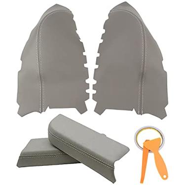 Imagem de AUTOKAY Capa de apoio de braço para painéis de porta frontal de couro para Honda Pilot 2009-2015 - cinza