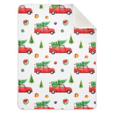 Imagem de Wassud Cobertor de bebê de caminhão de Natal para meninos e meninas, macio e recém-nascido, cobertor aconchegante de algodão essencial para berçário, viagem, berço, carrinho 76 x 101 cm