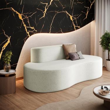 Imagem de Sofá Curvo 3 Lugares Orgânico Loom Bouclê 1,80m Sala Balaqui bege Bege