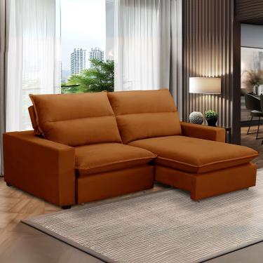 Imagem de Sofa Retratil Reclinavel 2 Lugares 2m Andreza Veludo Lansof Terracota