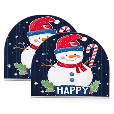 Imagem de Wassud Bonito porta-guardanapos de acrílico de boneco de neve de Natal, dispensador de guardanapo de papel moderno em forma de U para mesa, cozinha, sala de jantar, bancada 2 peças (comporta 50-60