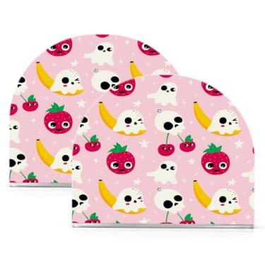 Imagem de Wassud Porta-guardanapos acrílico com cerejas de caveira fofa, dispensador de guardanapo de papel moderno em forma de U para mesa, cozinha, sala de jantar, bancada 2 peças (comporta 50-60 guardanapos)