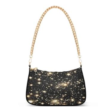 Imagem de CEBUGI Bolsas transversais femininas bolsa de ombro com estrelas brilhantes bolsa clutch elegante com alça de corrente