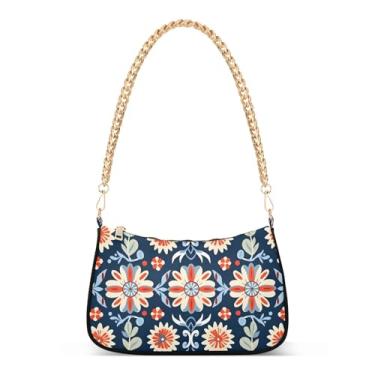 Imagem de CEBUGI Bolsas transversais femininas bolsa de ombro com estampa floral, bolsa clutch elegante com alça de corrente