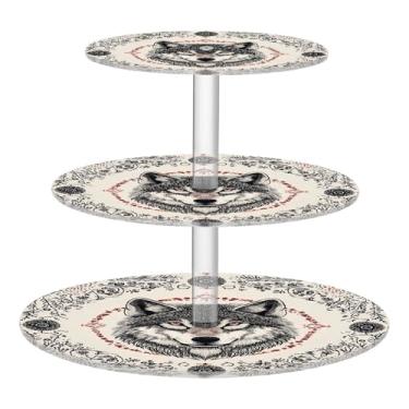 Imagem de CEBUGI Suporte de cupcake de 3 camadas, suporte redondo para bolos, torre, bandeja de servir em camadas de acrílico para chá, chá de bebê, casamento e mais