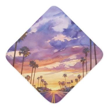Imagem de STAYTOP Lindas toalhas de bebê com capuz de musselina de coco pôr do sol, toalha de banho super macia, toalhas de banho absorventes para banho recém-nascido unissex 76 x 76 cm