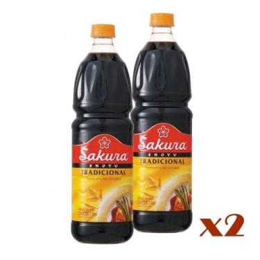 Imagem de Molho Shoyu Tradicional Sakura 1 Litro - (Kit com 2) - Sakura Nakaya