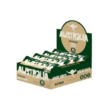 Imagem de Australia Protein Max Vanilla & Coconut 70g, Barra de Proteína, Sem Glúten, Lactose e Açúcar Adicionado, Snack Saudável Plant-Based (12 unidades)