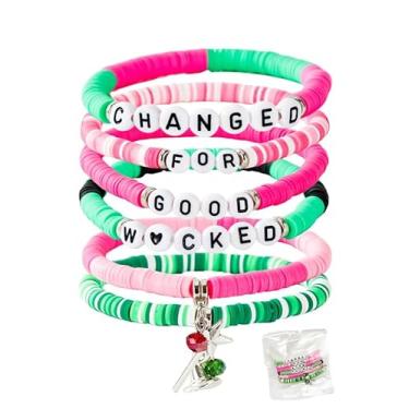 Imagem de Acoutpet Pulseiras de amizade malvadas, presentes para mulheres, varinha mágica e chapéu de bruxa, pulseira com contas elásticas, joias de bruxa, joias para fãs de vestido de festa, acessórios de