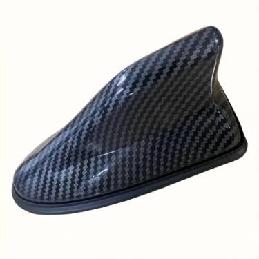 Imagem de Capa de antena de barbatana de tubarão - antena universal ABS para carro com fita adesiva, acessório de decoração externa de veículo à prova d'água para recepção de sinal e estilo/cor de fibra de