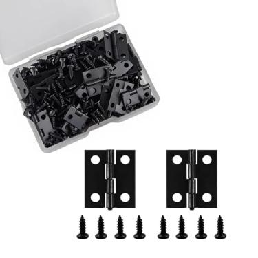 Imagem de 50 dobradiças pequenas de 18 x 15 mm para caixa de madeira, mini dobradiças resistentes com 200 parafusos, dobradiça dobrável de metal para artesanato faça você mesmo, caixa de joias de madeira