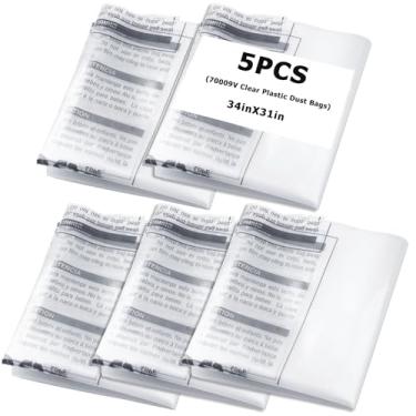 Imagem de Sacos plásticos coletores de poeira 70009v, compatíveis com Grizzly, Harbor Freight, Shop Fox, Delta, Wen Dust Collector Systems, substituição transparente de 49,5 cm x 83,8 cm (embalagem com 5)