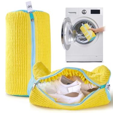 Imagem de 2 peças de saco reutilizável para máquina de lavar sapatos, saco de roupa de 360° para lavadora e secadora, bolsa para máquina de lavar roupa de tênis de limpeza profunda para tênis, tênis e chinelos