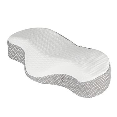 Imagem de SPXMQSS Travesseiros ergonômicos para dormir nas costas, travesseiro ortopédico de pescoço para reparo de correção de divisão de dormir, espuma viscoelástica, contorno lento de rebote, almofadas