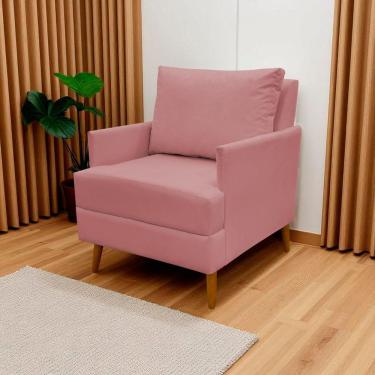 Imagem de Poltrona Decorativa Para Sala Recepção Consultório Escritório Serena Suede