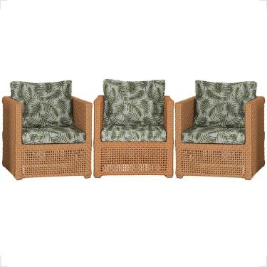 Imagem de 3 Poltronas Madri Alumínio Corda Náutica Estofado 5 Trama Terra Cota