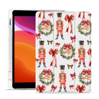 Imagem de MAYCARI Capa de Natal para iPad A16 11 polegadas 2025 com suporte para lápis, coroa de flores de Natal original com laços de TPU macio para iPad 10ª geração, capa fina para hibernar/despertar