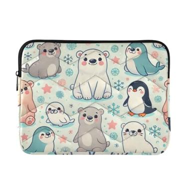 Imagem de Capa para laptop 13, 13,3, 14 polegadas de inverno ursos e pinguins à prova de choque capa protetora para notebook portátil para dispositivo eletrônico