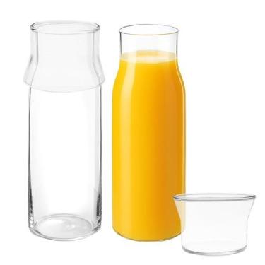 Imagem de Kit 2 Jarra Decanter Moringa 400ml Com Copo 110ml Água Suco Transparen