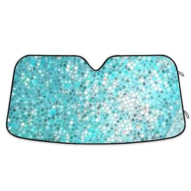 Imagem de Viseira de sol brilhante azul brilhante para carro, persiana de janela de carro, proteção UV dobrável para para-brisas