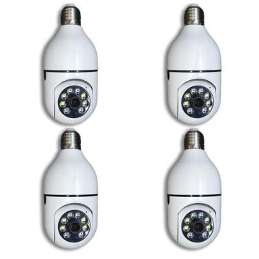 Imagem de Kit 4 Camera Ip Segurança Lampada Panoramica Rastreio Wifi Espia - IP 