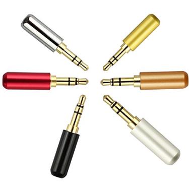 Imagem de VizGiz Pacote com 6 conectores de plugue de áudio de 3,5 mm, conector de plugue de 3 polos banhado a ouro, adaptador de fone de ouvido de metal para solda e ferramenta de mola para substituição de fone de ouvido estéreo para reparo de fone de ouvido