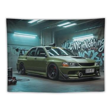 Imagem de HouLaiZhe JDM Tapeçaria de carro Jdm Lancer modificado carro esportes pendurar na parede quarto decoração de casa tapeçarias estética piquenique decoração de parede arte de parede para dormitório sala
