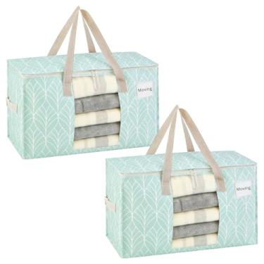 Imagem de VENO Pacote com 2 sacos de transporte, caixas de armazenamento com tampas, materiais de embalagem para faculdade, alternativas para caixas de mudança, dobrável, bolsa resistente (Evergreen, 2 unidades