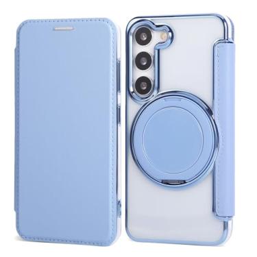 Imagem de Capa carteira para Samsung Galaxy S23 Plus com 3 compartimentos para cartão, bloqueio RFID, suporte de anel giratório de 360° e compatibilidade magnética, capa traseira transparente à prova de choque