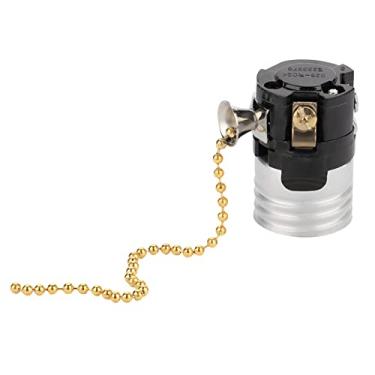 Imagem de Pissente Soquete de Lâmpada E27 Vintage Com Corrente para Puxar para Luminária de Mesa, Base de Lâmpada Em Alumínio Durável Com Dissipação de Calor (Ouro)