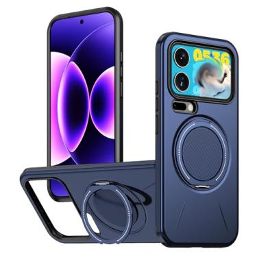 Imagem de LTLMYDAM Capa magnética para Xiaomi 17 Pro Max/17 Pro/17, anel rotativo, ultrafina, proteção de borda elevada à prova de choque, azul, 17