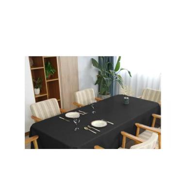 Imagem de Toalha de Mesa Linho Rústico Texturizada – 4 6 8 e 10 Lugares – Decoração de Sala e Jantar (Preto,2,50m (8 lugares))