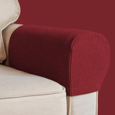 Imagem de Capas para cadeira de apoio de braço, capa elástica para poltrona para sofá, apoio de braço, antiderrapante, elastano, poliéster, capas de braço para sofá, poltrona, protetor de móveis, conjunto de 2