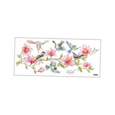 Imagem de WeiLaiKeQi Adesivo de janela com estampa floral de pássaros, decalque de vidro, decoração eletrostática moderna para janelas, arte de parede para escritório,