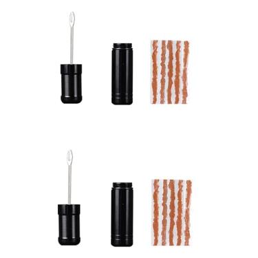 Imagem de Gobelieve Kit de remendo de pneu de bicicleta, kit de patch de tubo de bicicleta, kit completo de reparo de bicicleta com plugue de pneu, ferramenta de remendo a vácuo, garfo de broca, tiras de