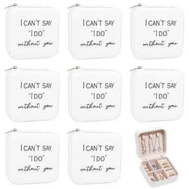 Imagem de Pacote com 8 caixas de joias pequenas, presentes de dama de honra, estojo de joias de viagem de couro PU, presentes de dama de honra, colares e brincos, caixa de armazenamento branca para mulheres