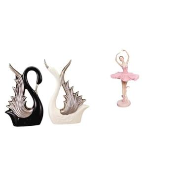 Imagem de Whtkoph Elegante Estatueta de Cisne Bailarina, Escultura em Cerâmica E Resina, Ideal para Mesa, Estante, Escritório, Sala de Estudos Ou Como Presente.
