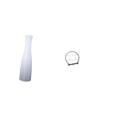 Imagem de Whtkoph Abajur Minimalista de Papel para Quarto de Hotel Ou Sala de Estar com Suporte de Madeira, Organizador E Prateleira Antiga.