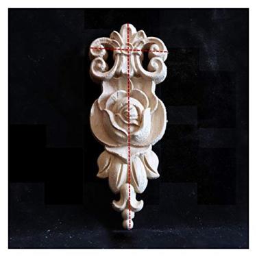 Imagem de Moldagem de madeira de guarnição decorativa para mobiliário doméstico, madeira maciça apliqueira inlay imperintado Decalques da porta de mobília, escultura de madeira sobreposições para móveis(B,4PCS)