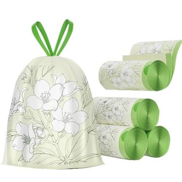 Imagem de Sacos de lixo de 4 galões 180 peças com cordão, separados para banheiro, escritório, casa, quarto, lixeira, sacos de cesto de lixo (verde, 180 peças)