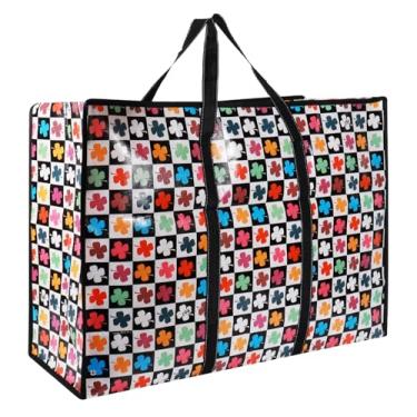 Imagem de Sacos de transporte grandes extra pesados com zíper forte e alças confortáveis, sacos de armazenamento de roupas resistentes e duráveis, caixas de armazenamento de Natal, caixas de transporte de